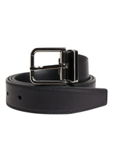 Dolce & Gabbana Black Classic Calf Leather Silver Buckle Belt